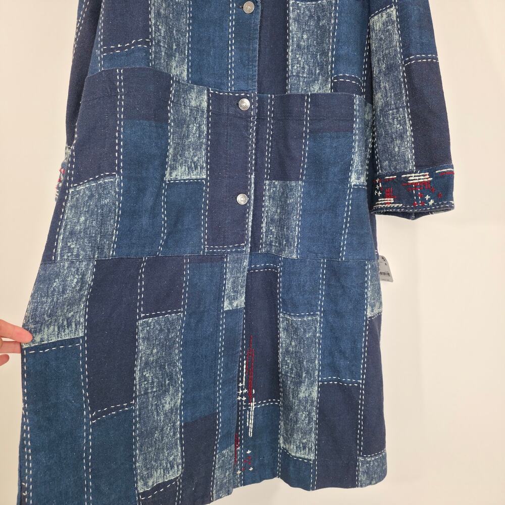 Free People We The Free Open Studio Duster Indigo Patchwork Denim Coat XS/S NWT - Picture 10 of 13
